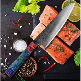 Pattern Kitchen Knife (Option: 3pcs Wood handle with box)