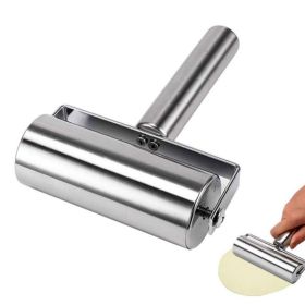 1pc, Baker Roller, 360 Degree Rolling Baker Roller, Stainless Steel Roller For Baking, Creative Stainless Steel Dough Roller, Non-stick Pastry Ro (Color: Silver-L)